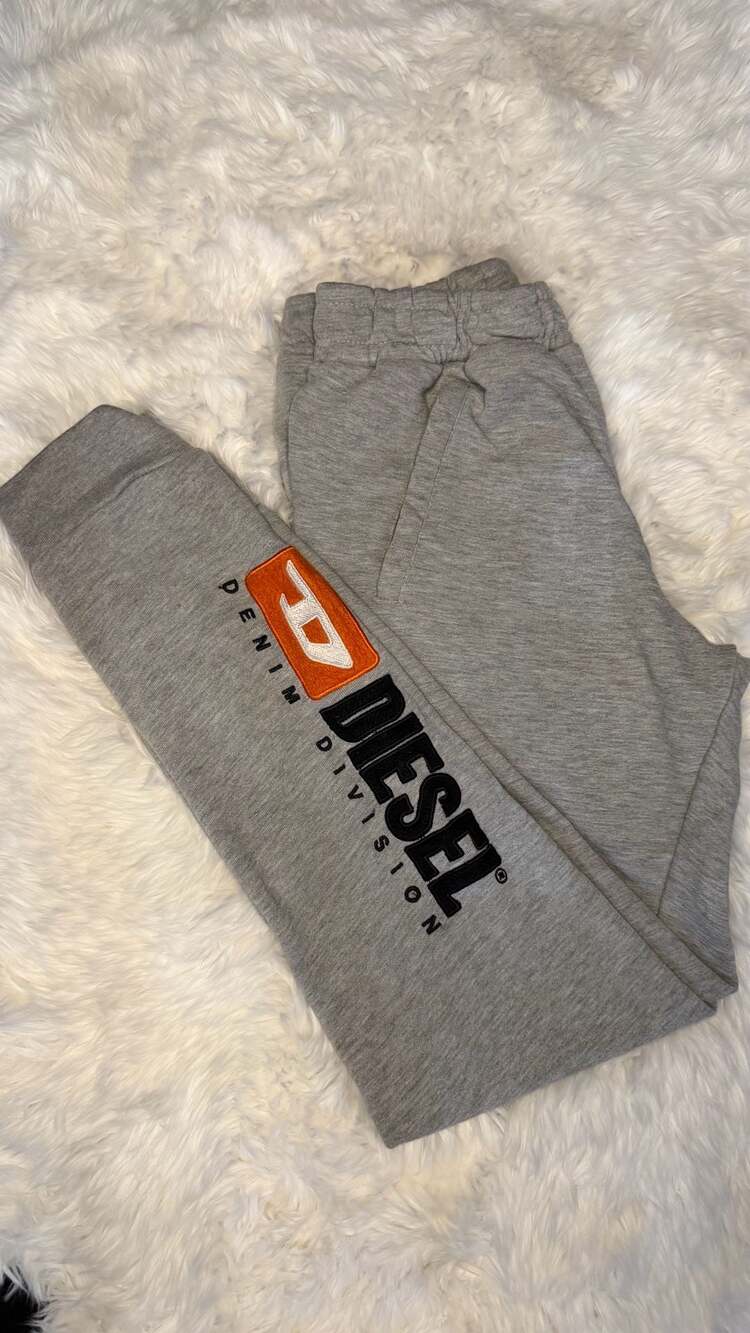 Diesel Denim Division Jogger Pants Size M (10/12) Grey Logo Sweatpants